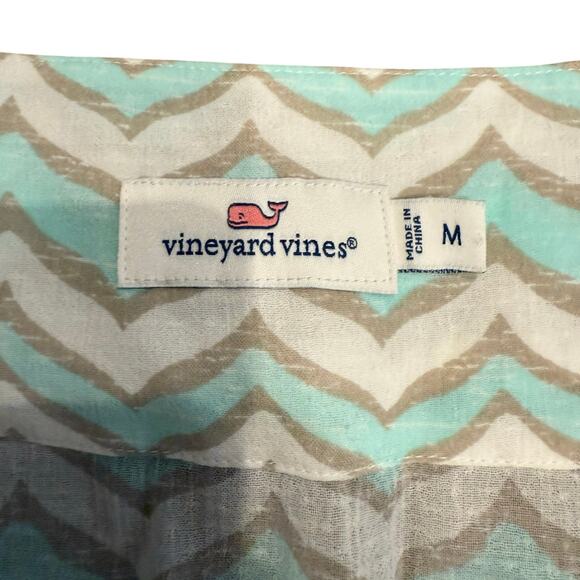 Vineyard Vines Women’s swim coverup aqua gray chevron embroidery tassel Size M - Picture 6 of 7